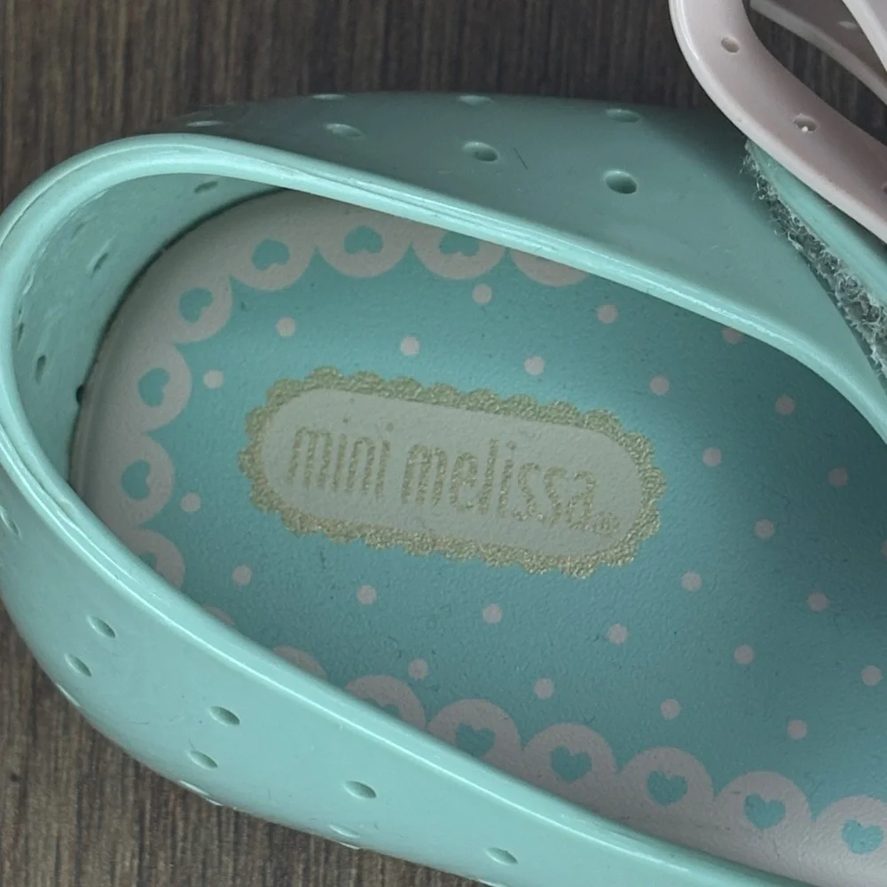 Mini Melissa Jelly Mary Jane Shoes Bow Mint Pink Girls Size 12